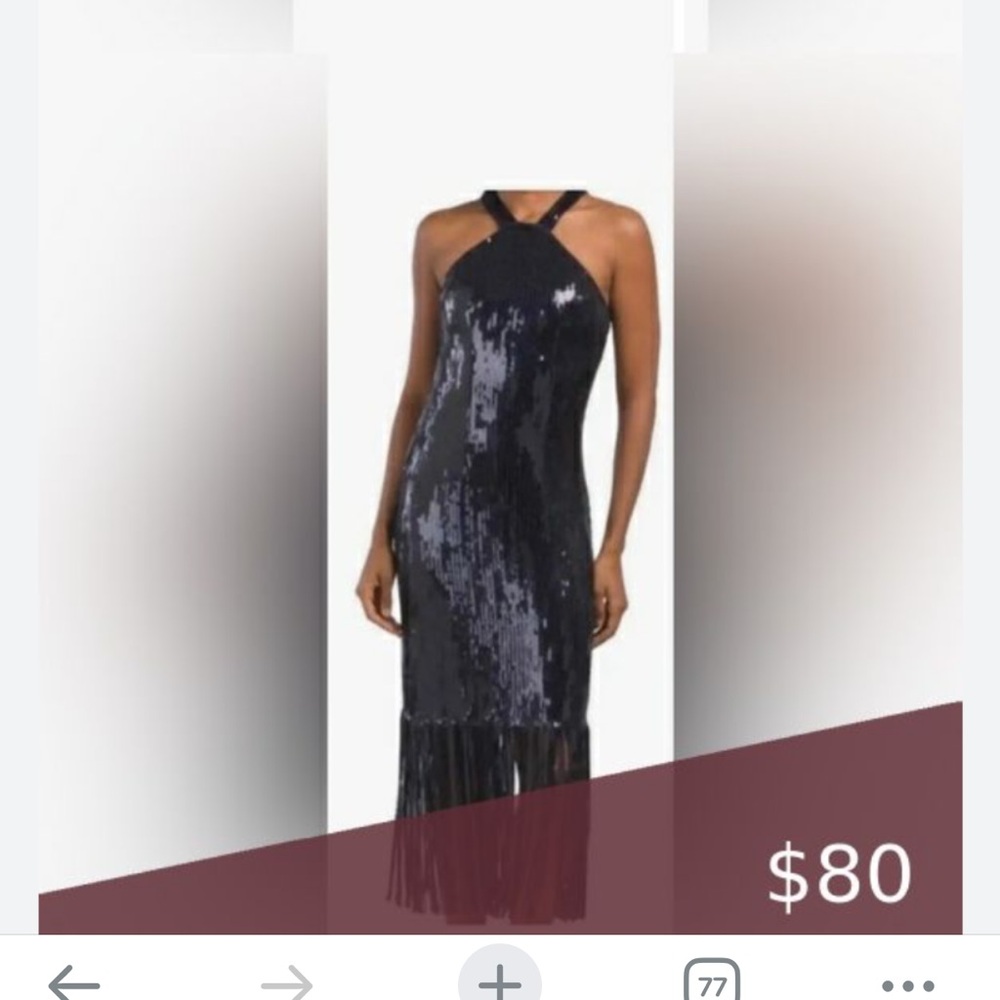 Nanette Lenore halter sequin dress with fringe
